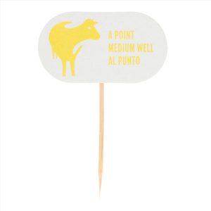 100 steak markers « à point » – 8 cm en bois blanc