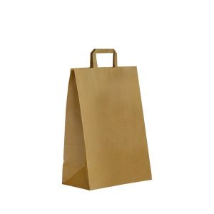 250 sacs cabas avec anses plates 26+14×29 cm kraft brun recyclable