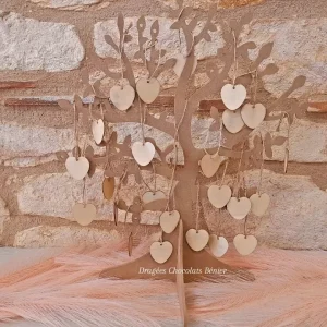 Arbre à voeux et ses 50 coeurs en bois