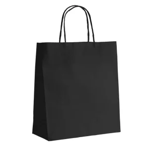 50 sacs kraft noirs haute qualité poignées torsadées 23+12×30 cm