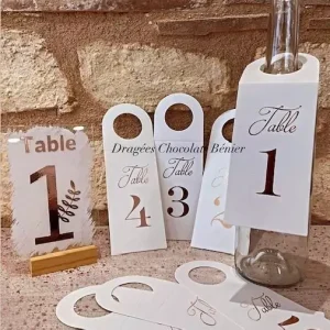 10 numéros de table pour bouteille rose gold
