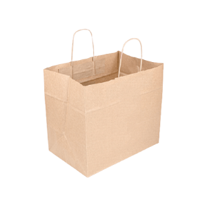 250 sacs kraft brun « traiteur » écologiques poignées torsadées 32x21x28.5CM