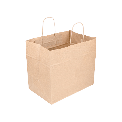 250 sacs kraft brun « traiteur » écologiques poignées torsadées 32x21x28.5CM