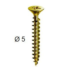 Vis bois agglo 5 x 45 mm tête fraisée acier yellox pozidriv